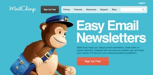 Homepage do site Mailchimp