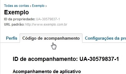 Código de acompanhamento do Analytics
