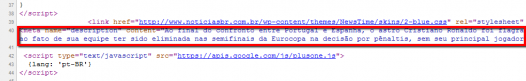Como fica a description no código fonte