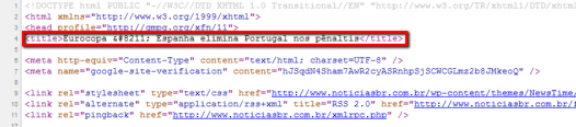 Como fica o title no código fonte