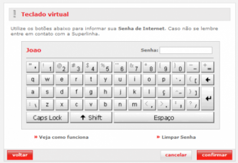 Teclado virtual de banco