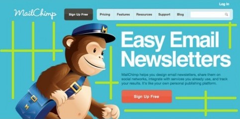 home do mailchimp com linhas de diagramação