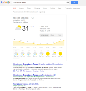 Previsão do Tempo no Google