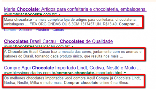 meta description no resultado do Google